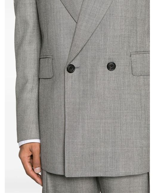 Alexander McQueen Gray Grey Double-breasted Wool Blazer - Men's - Cupro/wool/viscose/cotton for men