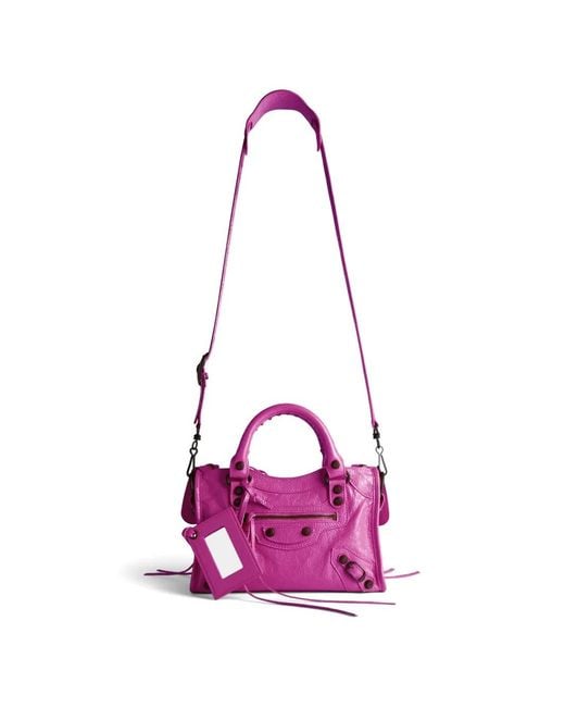 Balenciaga Pink Mini Le City Studded Shoulder Bag