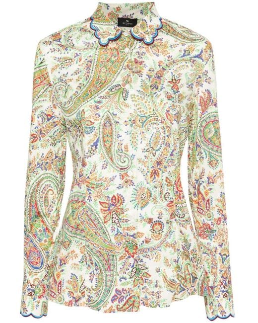Etro Overhemd Met Paisley-print in het Natural