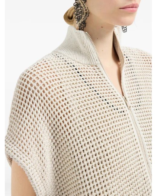 Brunello Cucinelli White Zip Cardigan