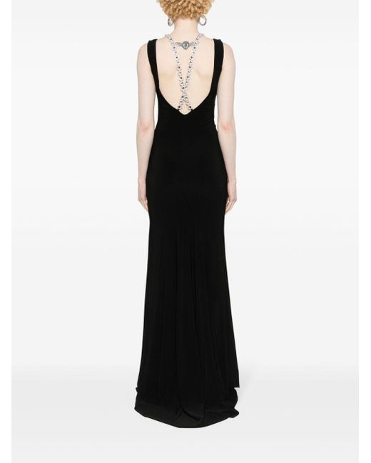 Nissa Black Crystal-embellished Maxi Dress