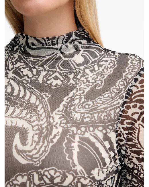 MARC AUREL Black Patterned Midi Dress