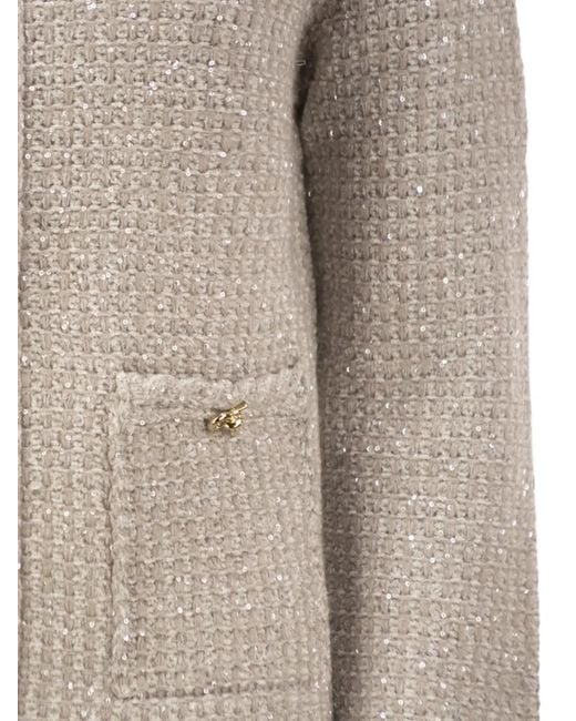 Fabiana Filippi Natural Sequin-Embellished Cardigan