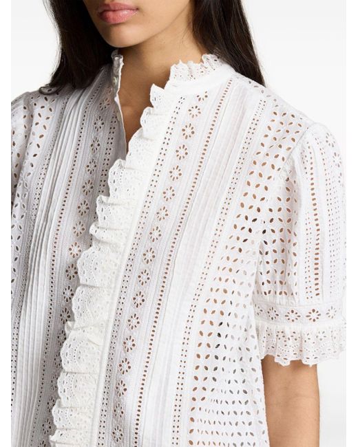 Polo Ralph Lauren White Broderie-anglaise Cotton Blouse