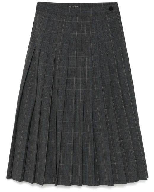 Balenciaga Gray Checked Midi Skirt