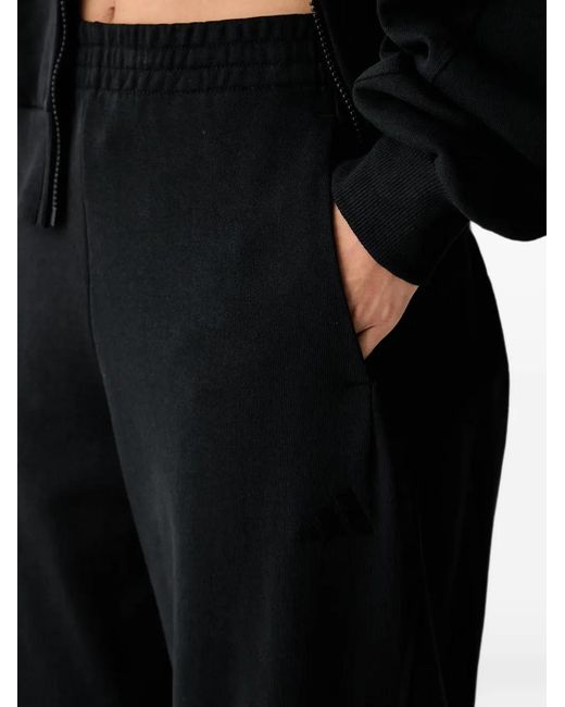 Adidas Black Logo-Embroidered Track Pants