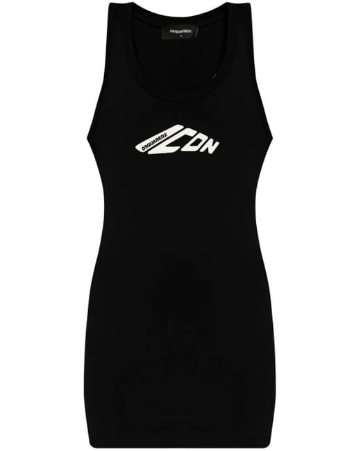 DSquared² Black Logo-Print Mini Dress
