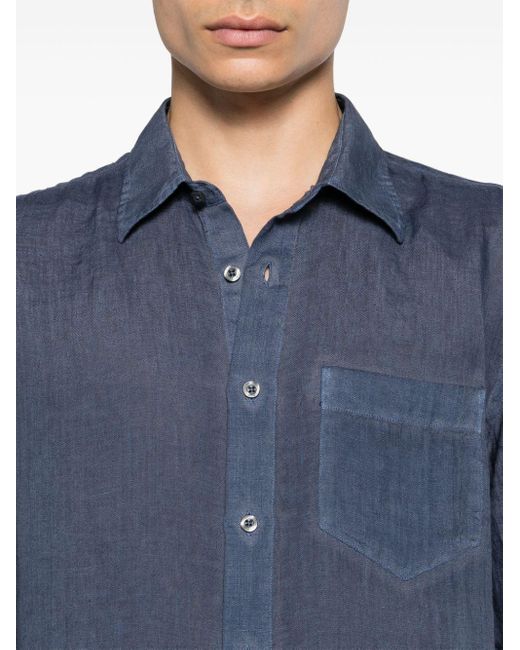 120% Lino Blue Longsleeve Linen Shirt for men