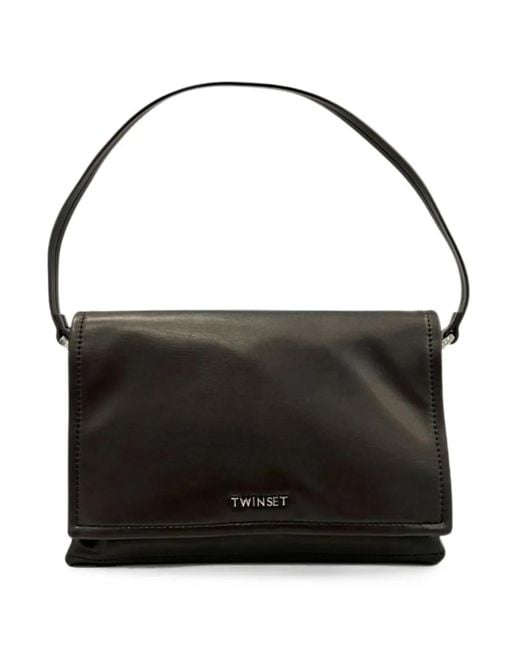 Twinset Black Logo-Plaque Shoulder Bag