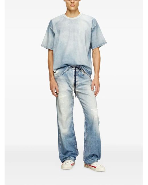DIESEL Blue D-Box Jogg Distressed Denim T-Shirt for men