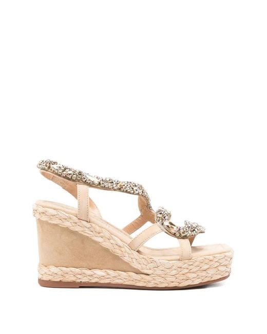 Alma En Pena. Natural Embellished Wedge Espadrilles