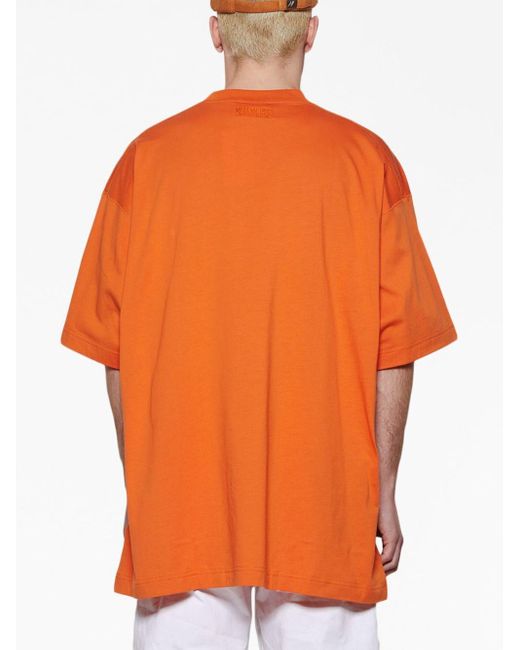 Vetements Orange Logo-print Cotton T-shirt for men