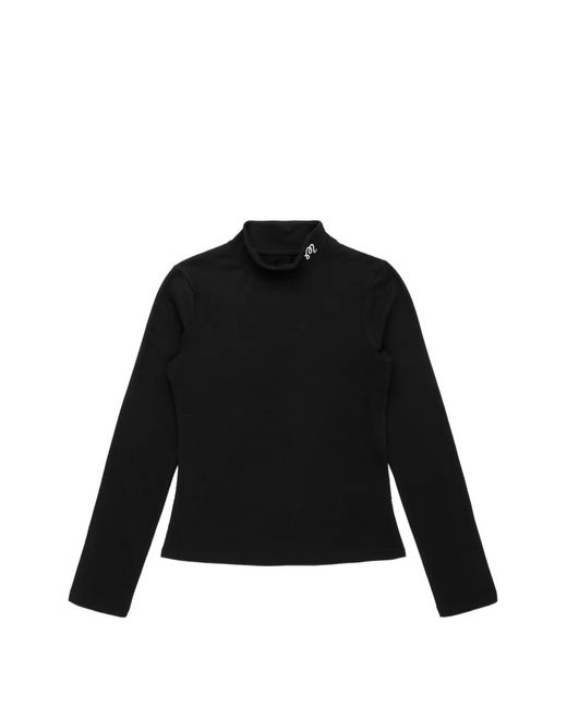 Malbon Golf Black Rally Mock-Neck Top