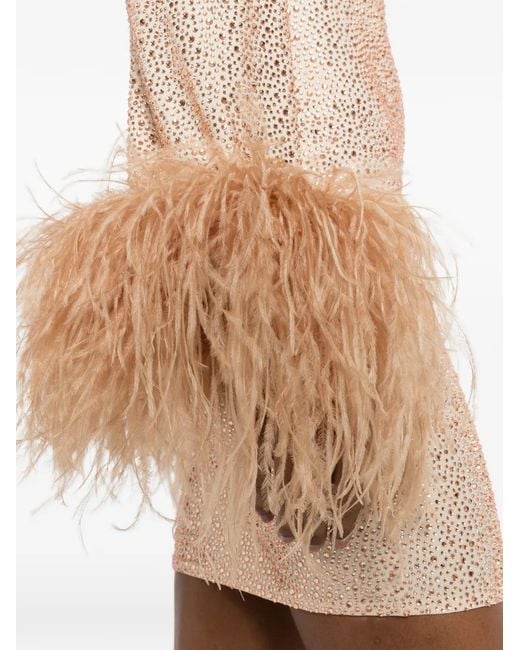 Miron Natural V-Neck Embellished Mini Dress