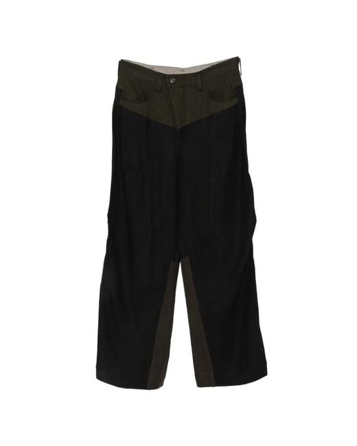 Ziggy Chen Black Panelled Wide-Leg Trousers for men