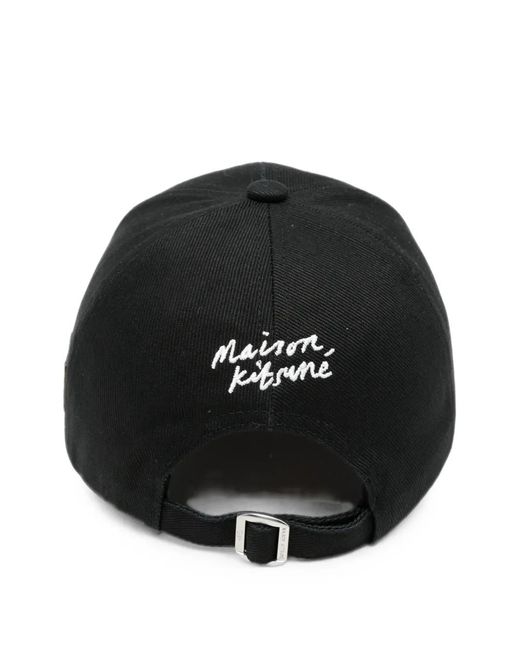 Maison Kitsuné Black Cotton Baseball Cap for men