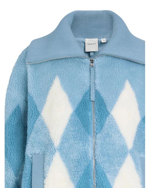 Varley Blue Franca Argyle Zip Jacket