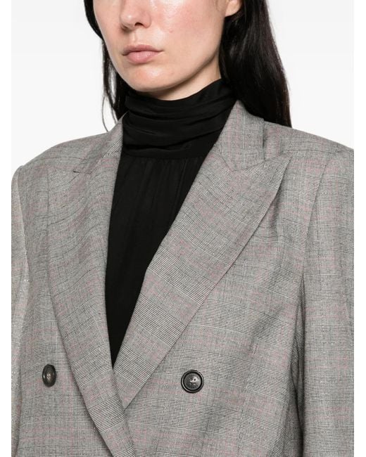 ERMANNO FIRENZE Gray Prince Of Wales Check Double-Breasted Jacket