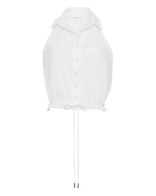 Cara Cara White Button-Up Halter Top