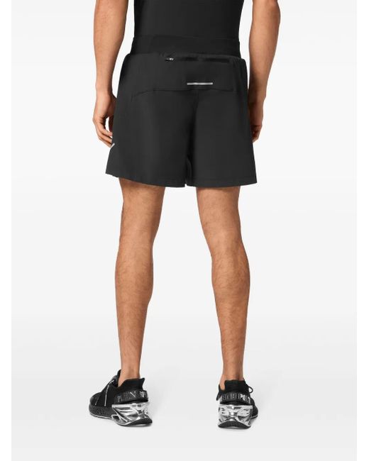 Philipp Plein Black Scratch-Print Running Shorts for men
