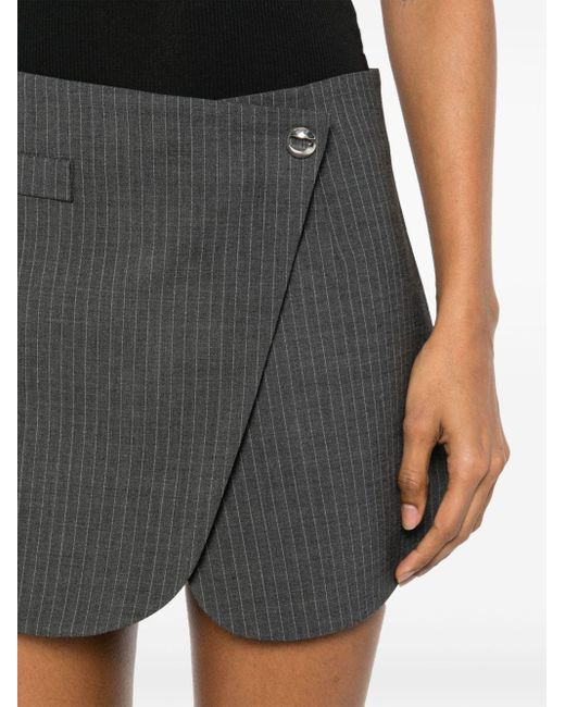 Coperni Black Pinstripe-Pattern Mini Skirt