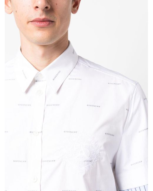 Givenchy White Logo-print Layered Cotton Shirt for men