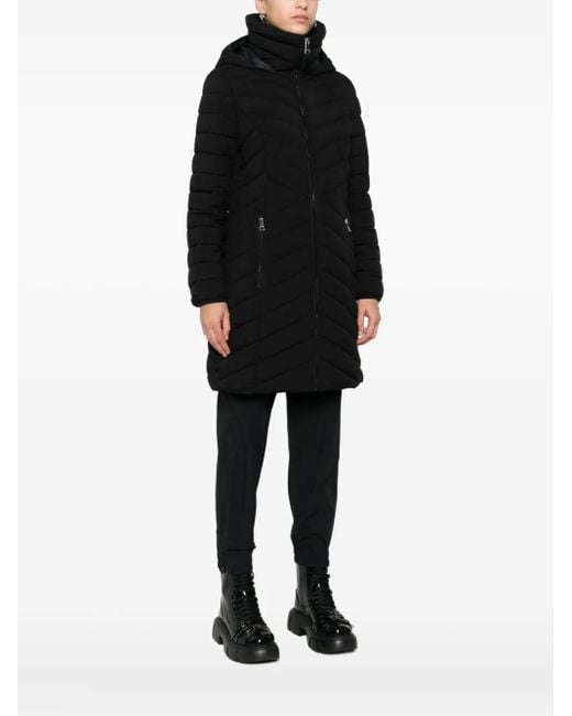 DKNY Black Zip-Up Quilted Parka Coat
