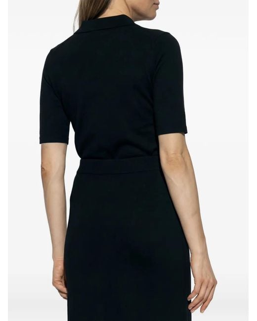 Jil Sander Black Knitted Polo Top