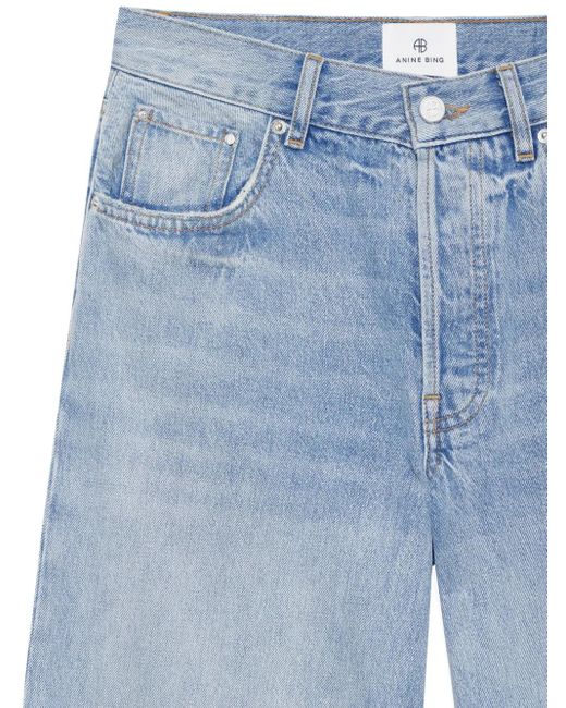 Anine Bing Blue Manon Jeans Mit Ausgefranstem Saum