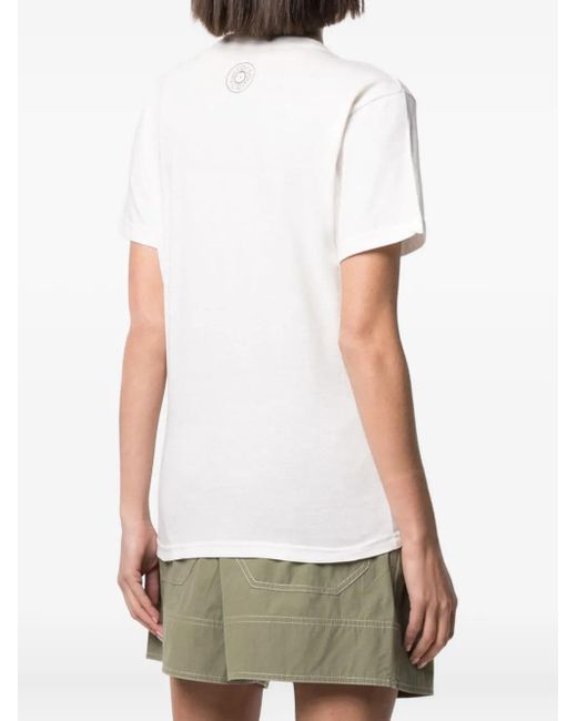 10 Corso Como White Bird-Print Cotton T-Shirt