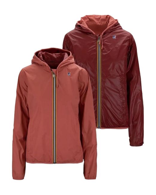 K-Way Red Hooded Zip Jacket