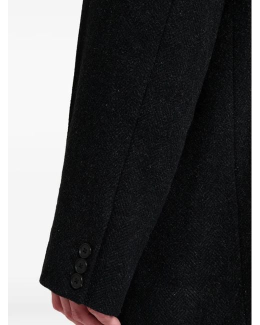 A.PRESSE Black Tweed Collarless Blazer for men