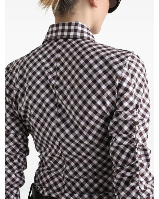 Dolce & Gabbana Black Gingham-Check Gathered Shirt