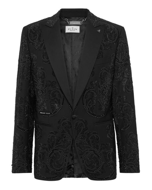 Philipp Plein Black Lord Fit Studs Blazer for men