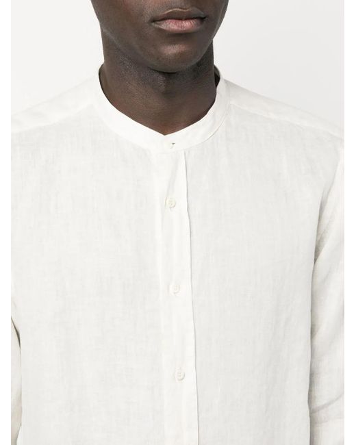 Aspesi White Long-Sleeved Linen Shirt for men