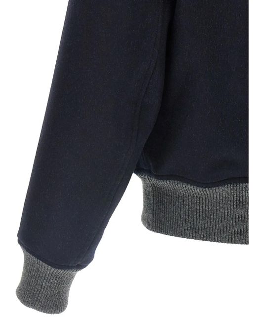メンズ Brunello Cucinelli リブニット ウール ボンバージャケット Blue