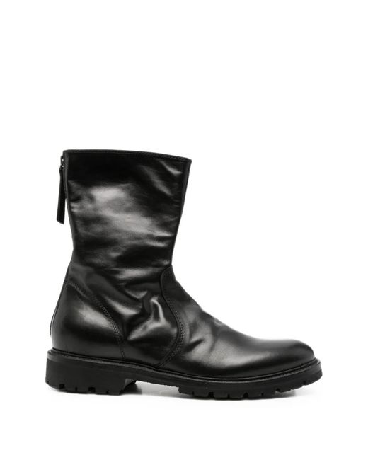 Henderson Black Rear-Zip Leather Boots for men
