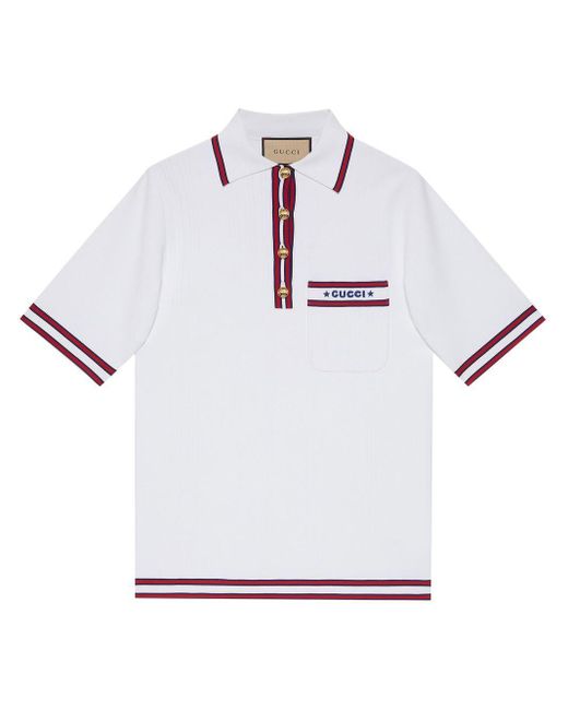 Polo con ricamo di Gucci in Bianco | Lyst