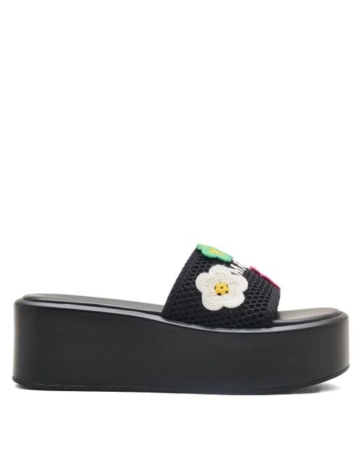 Marc Jacobs The Daisy Crochet Platform Slides Black
