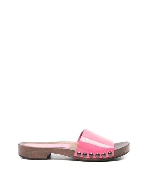 Miu Miu Pink Logo-Print Flat Sandals