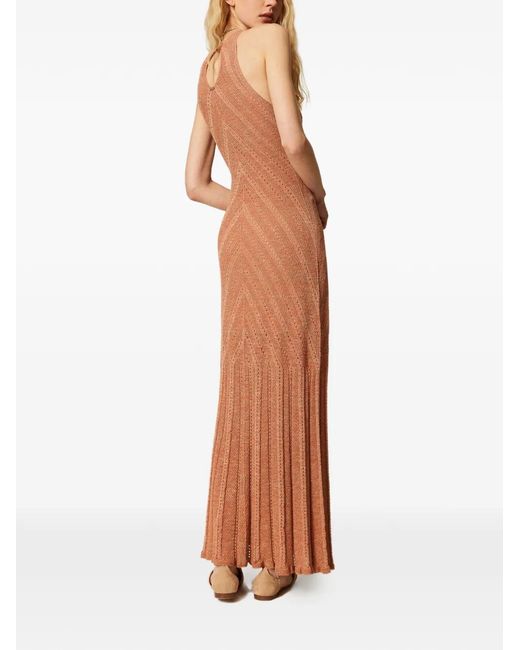 Twinset White Lurex-Detail Maxi Dress