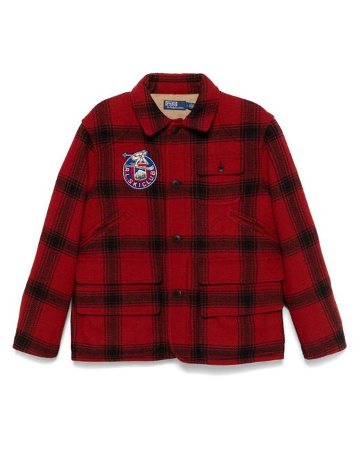 Polo Ralph Lauren Red Check-Pattern Shirt Jacket for men