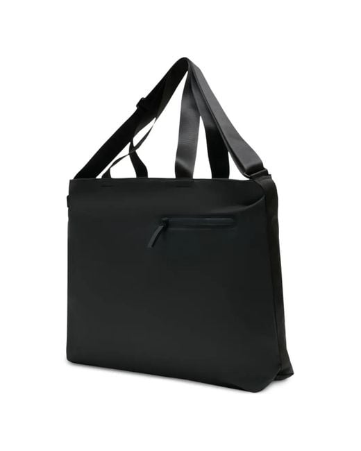 Rains Black Dash Adjustable-Strap Shoulder Bag