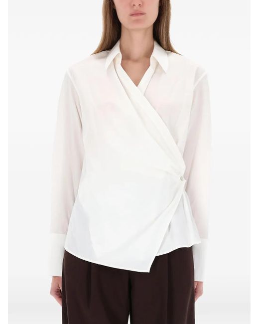 Helmut Lang White Wrap Button Shirt