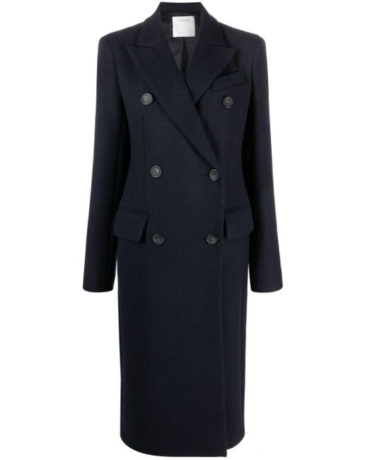 Sportmax Black Double-breasted Padded Shoulder Peacoat