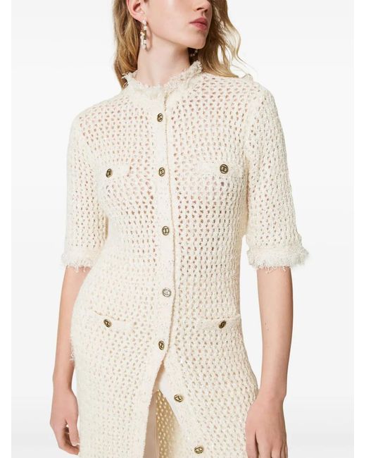 Twinset Natural Jacquard-Knit Cardigan