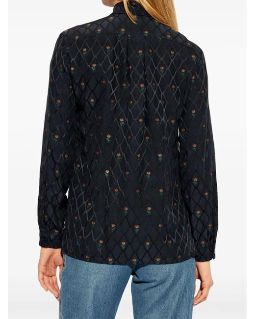 Etro Black Floral Diamond Grid Shirt