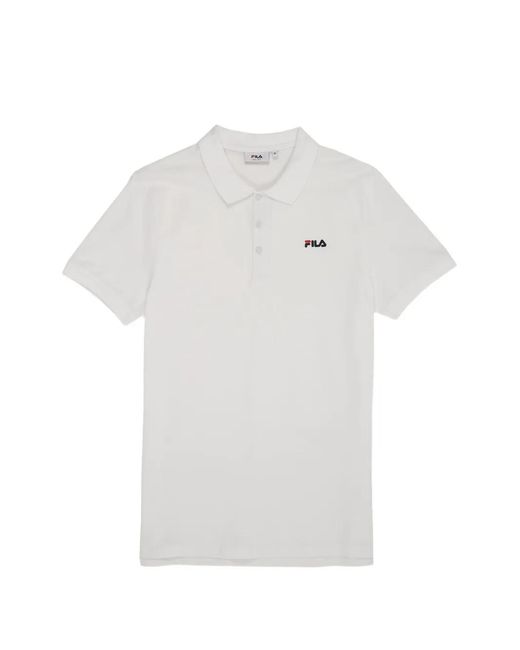 Fila White Logo-Embroidered Cotton Polo Shirt for men