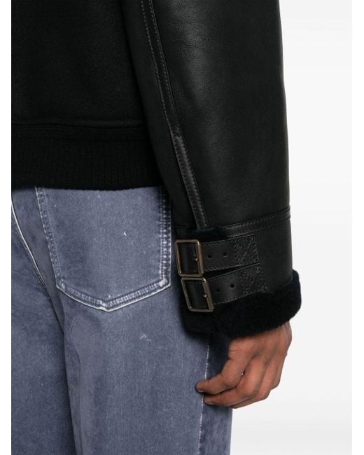 Loewe Black Contrast-sleeve Bomber Jacket for men