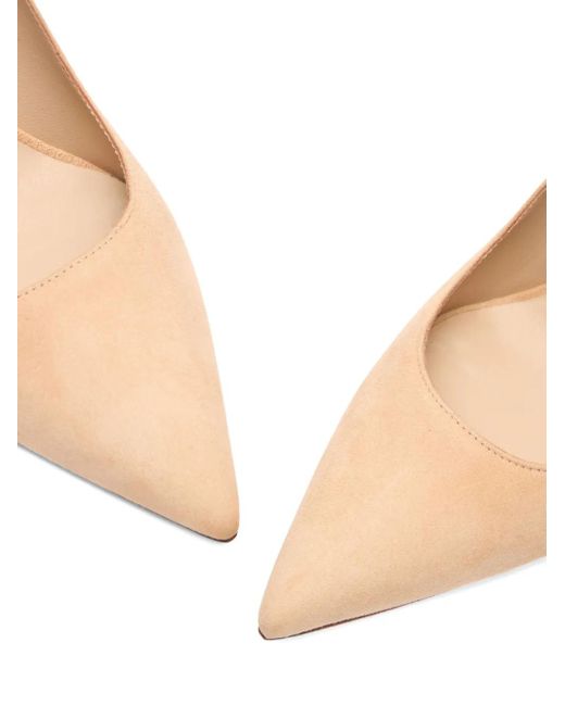 Stuart Weitzman Natural Stuart Power Wildleder-Pumps mit spitzer Kappe 85mm